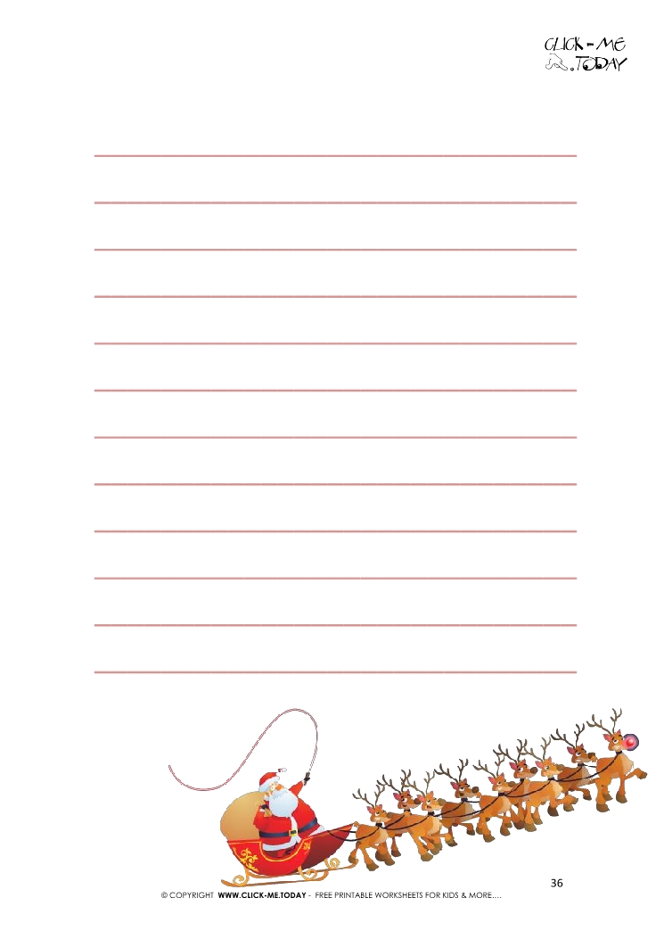 Cute letter to Santa template - Santa Claus sleigh with lines 36